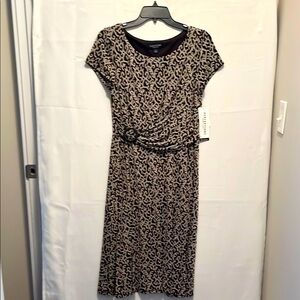 Perceptions New York dark brown and Tan Patterned Midi Dress NWT Size Small